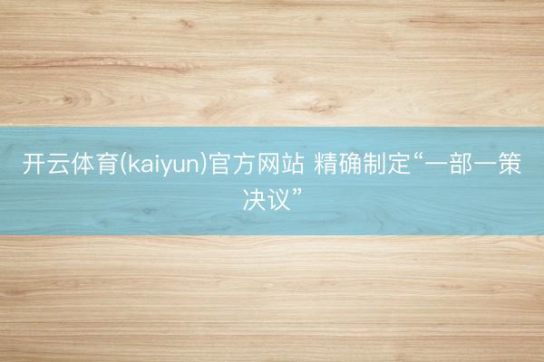 开云体育(kaiyun)官方网站 精确制定“一部一策决议”
