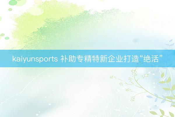 kaiyunsports 补助专精特新企业打造“绝活”