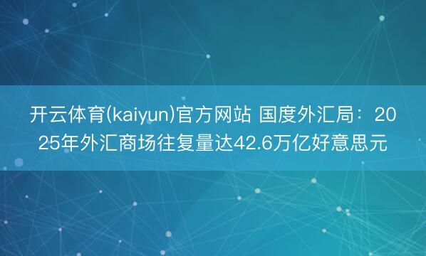 开云体育(kaiyun)官方网站 国度外汇局：2025年外汇商场往复量达42.6万亿好意思元
