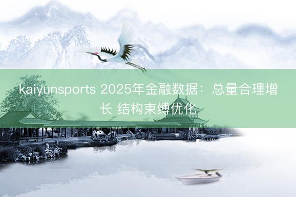 kaiyunsports 2025年金融数据:总量合理增长 结构束缚优化