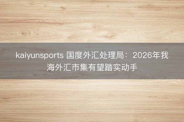 kaiyunsports 国度外汇处理局：2026年我海外汇市集有望踏实动手