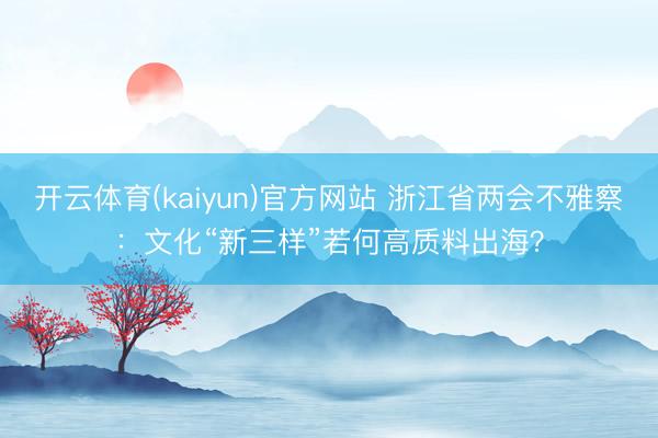 开云体育(kaiyun)官方网站 浙江省两会不雅察:文化“新三样”若何高质料出海?