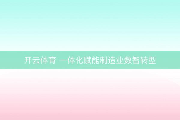 开云体育 一体化赋能制造业数智转型