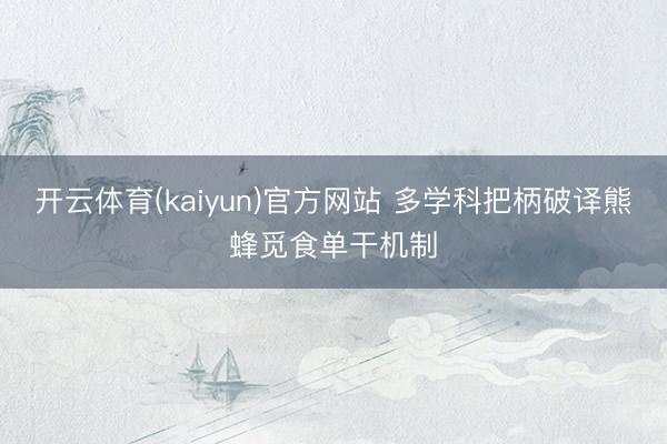 开云体育(kaiyun)官方网站 多学科把柄破译熊蜂觅食单干机制