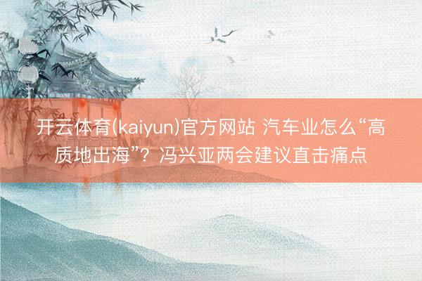 开云体育(kaiyun)官方网站 汽车业怎么“高质地出海”？冯兴亚两会建议直击痛点