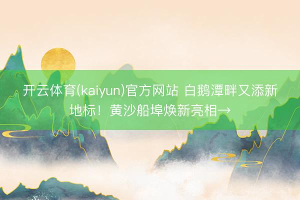 开云体育(kaiyun)官方网站 白鹅潭畔又添新地标!黄沙船埠焕新亮相→