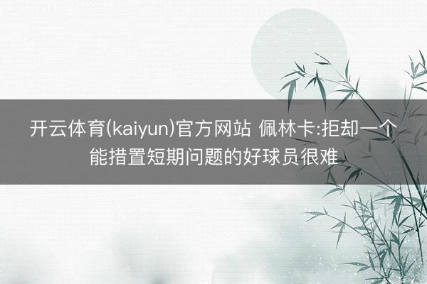 开云体育(kaiyun)官方网站 佩林卡:拒却一个能措置短期问题的好球员很难