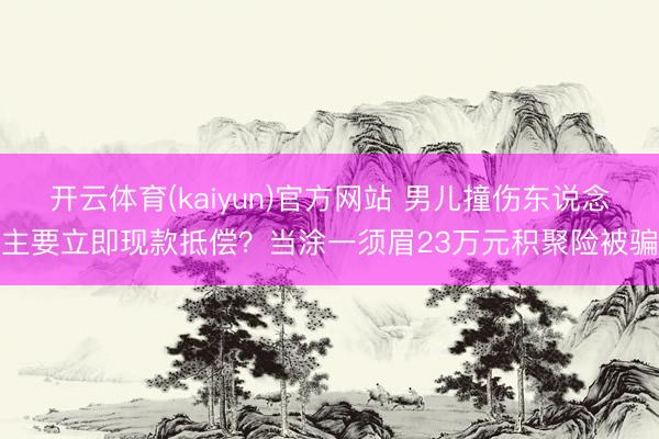 开云体育(kaiyun)官方网站 男儿撞伤东说念主要立即现款抵偿？当涂一须眉23万元积聚险被骗