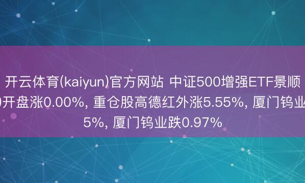 开云体育(kaiyun)官方网站 中证500增强ETF景顺(159610)开盘涨0.00%， 重仓股高德红外涨5.55%， 厦门钨业跌0.97%