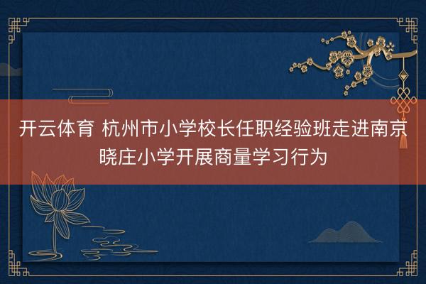 开云体育 杭州市小学校长任职经验班走进南京晓庄小学开展商量学习行为